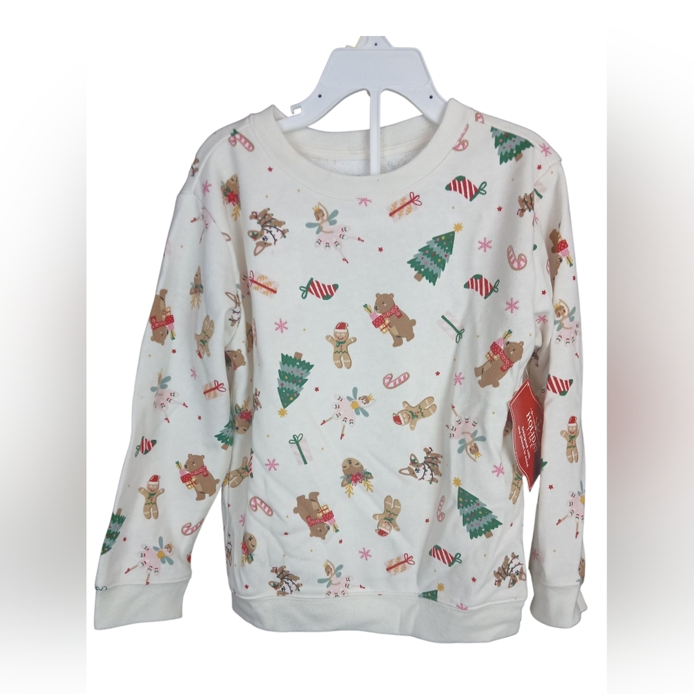 🎅 NWT Holiday Time Toddler Sweatshirt with Gingerbread Sugarplum Fairy Print 5T